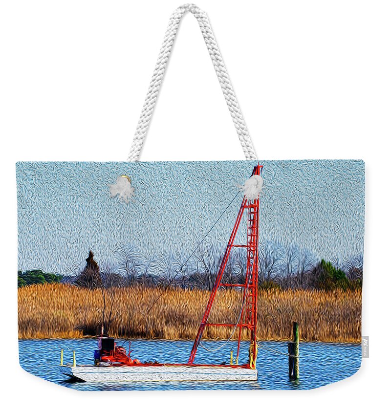 Bay Area Weekender Tote Bag featuring the photograph Bright Paintery Barge by Dennis Dame