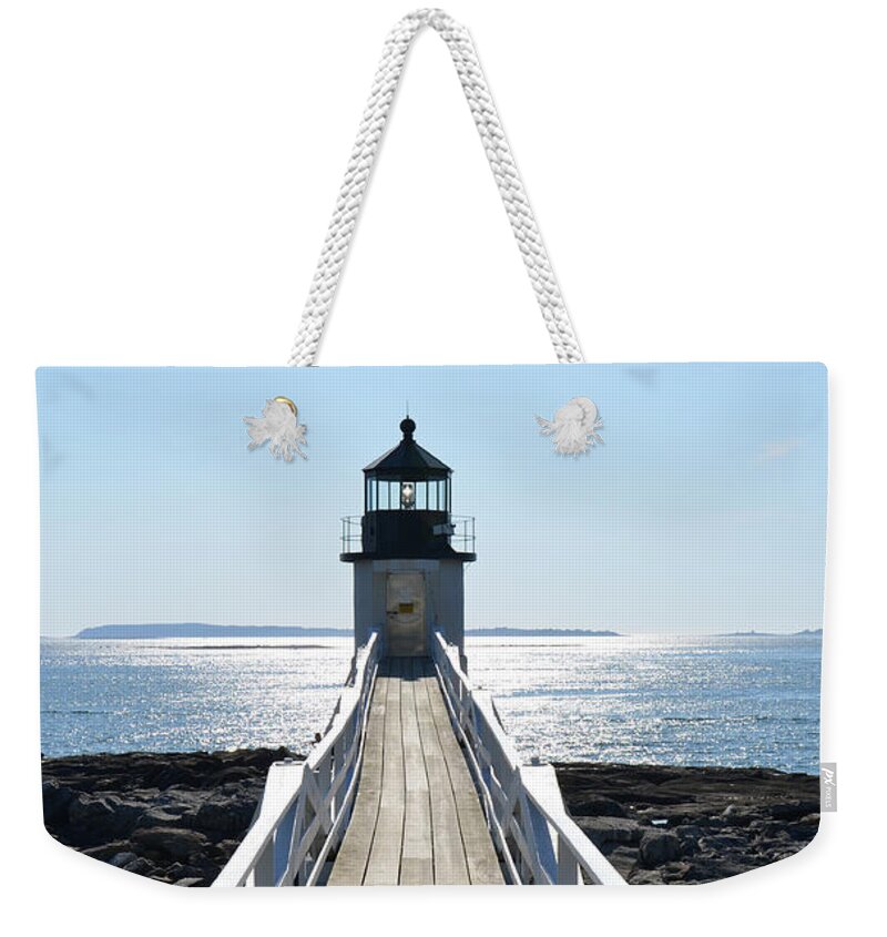 Lighthouse Weekender Tote Bag featuring the photograph Brilliant Light by Corinne Rhode
