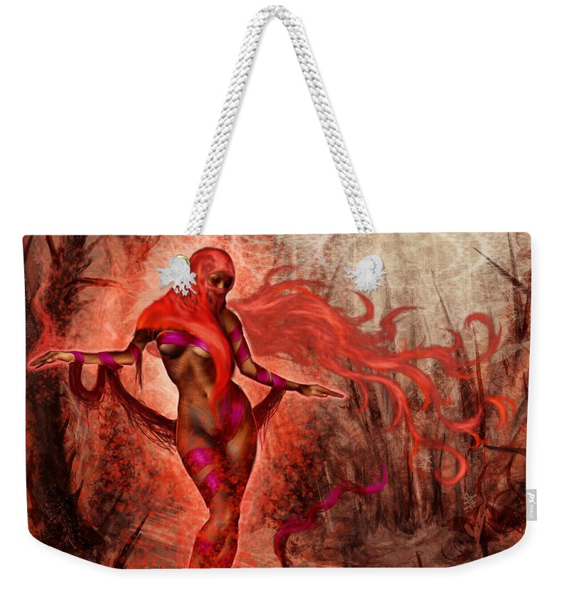 Woman Weekender Tote Bag featuring the mixed media Bring Calm to Chaos by Tony Koehl