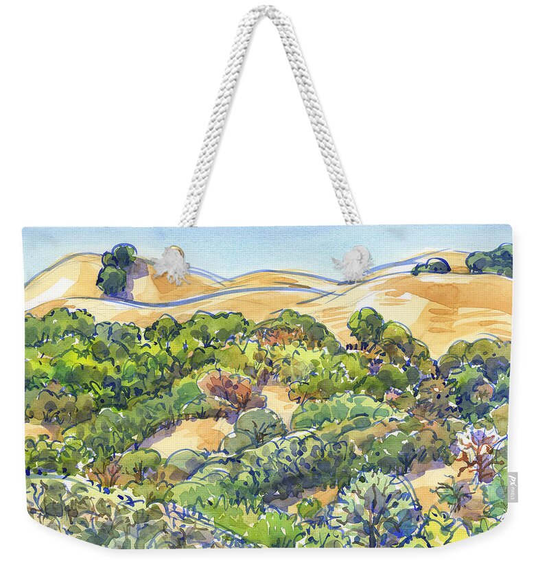 California Weekender Tote Bag featuring the painting Briones Regional Park Hills by Judith Kunzle