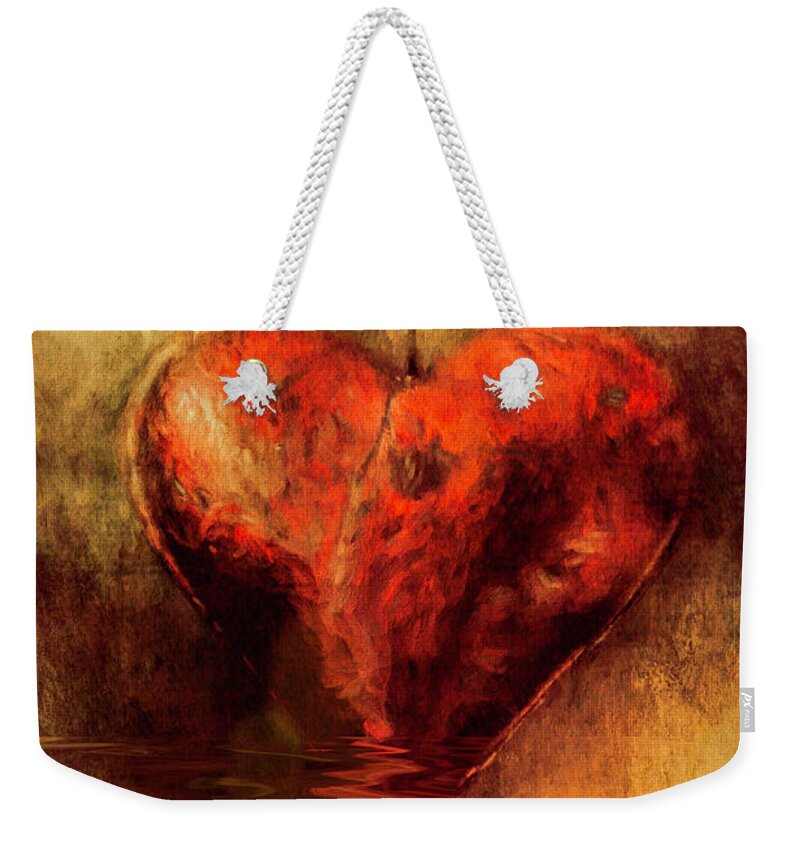 Heart Weekender Tote Bag featuring the digital art Broken Hearted by Elaine Teague