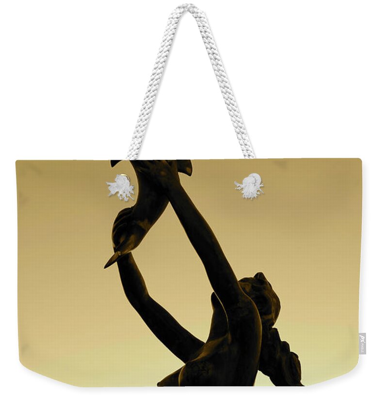 La Paz Weekender Tote Bag featuring the photograph Bronze Mermaid by Becqi Sherman