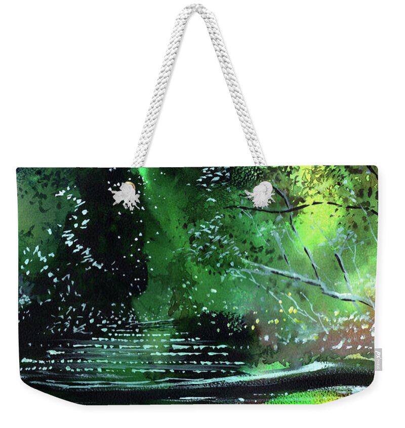 Nature Weekender Tote Bag featuring the painting Brook by Anil Nene