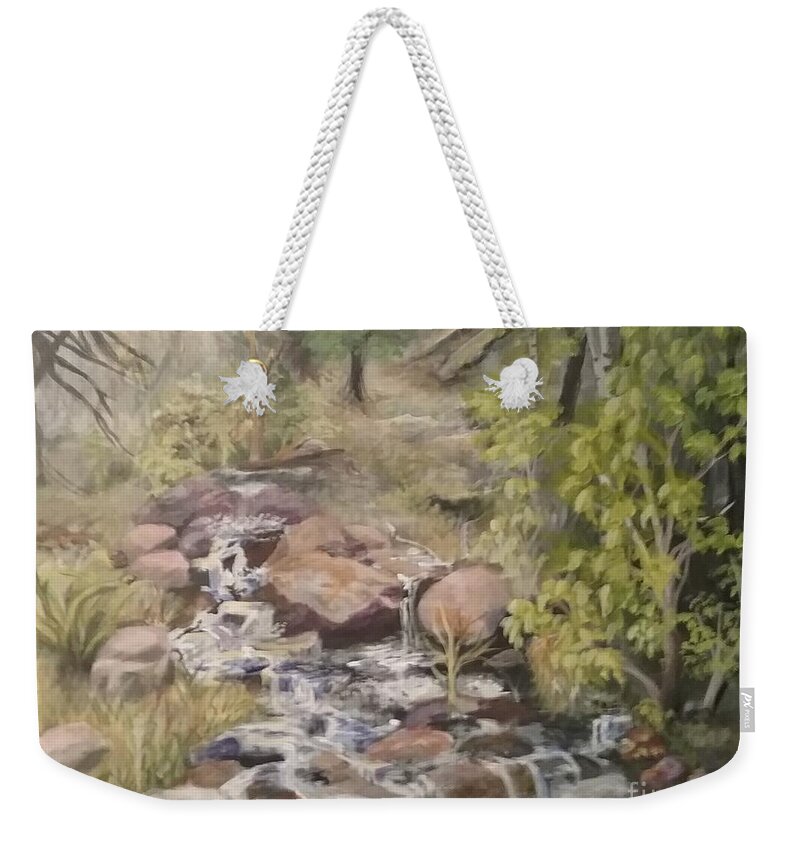 Brook Weekender Tote Bag featuring the painting Brook by Saundra Johnson