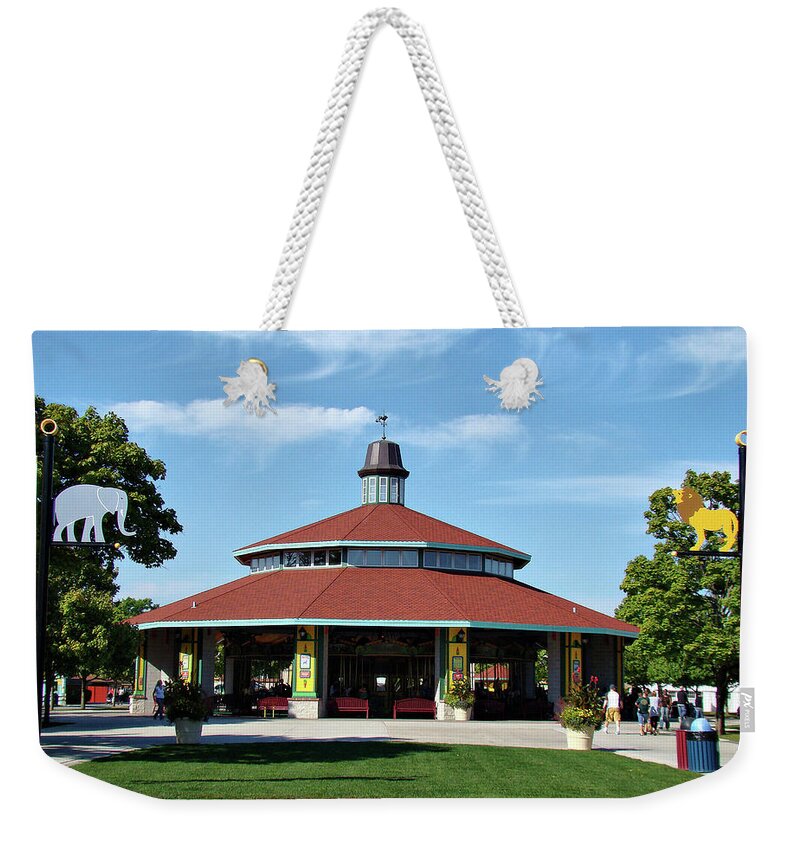 Carousel Weekender Tote Bag featuring the photograph Brookfield Zoo Carousel by Sandy Keeton