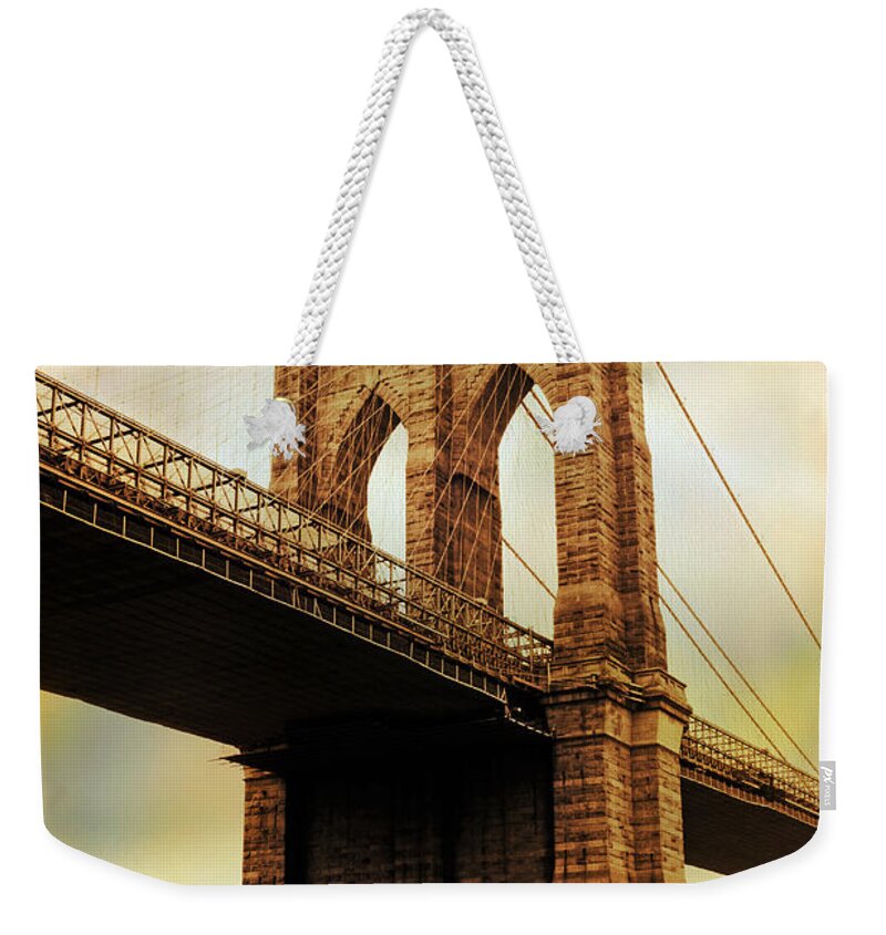 Bridge Weekender Tote Bag featuring the photograph Brooklyn Bridge Perspective by Jessica Jenney