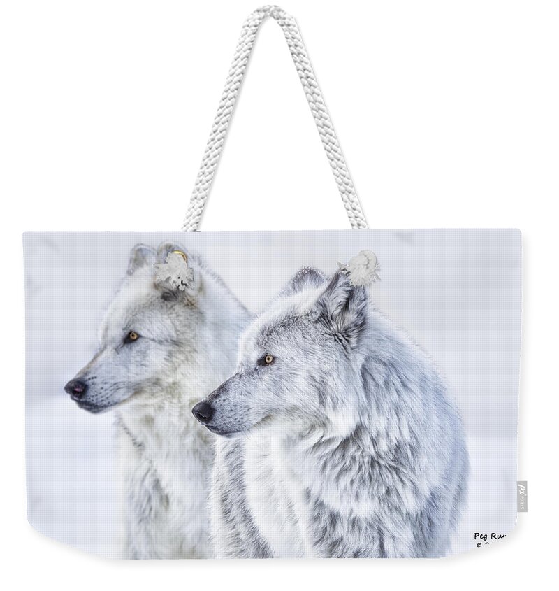 Wolves Weekender Tote Bag featuring the photograph Brothers by Peg Runyan
