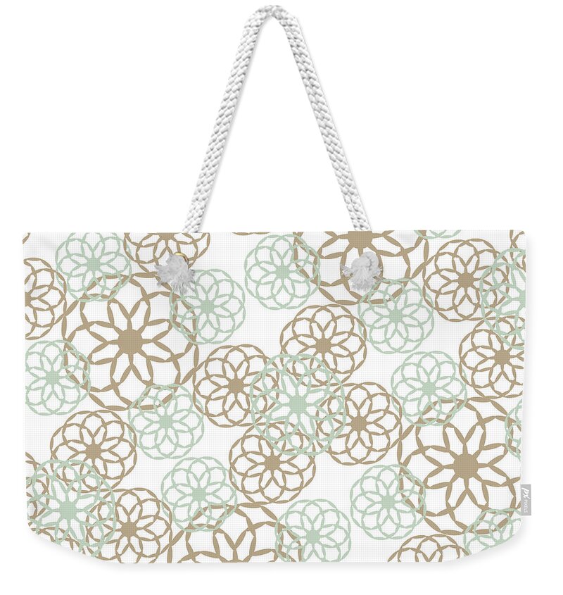 Flower Pattern Weekender Tote Bag featuring the mixed media Brown And Green Floral Pattern by Christina Rollo