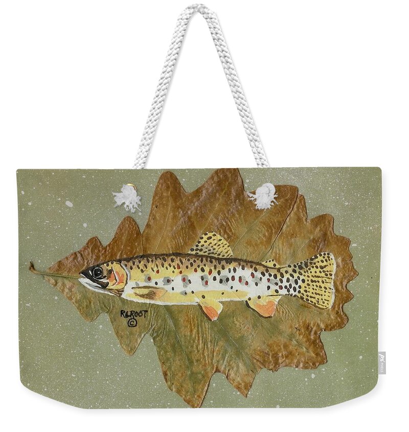 Fish Weekender Tote Bag featuring the painting Brown Trout by Ralph Root