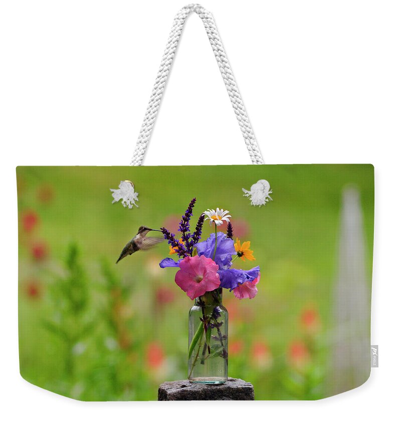 Hummingbird Weekender Tote Bag featuring the photograph Brunch In The Garden by Garrett Sheehan