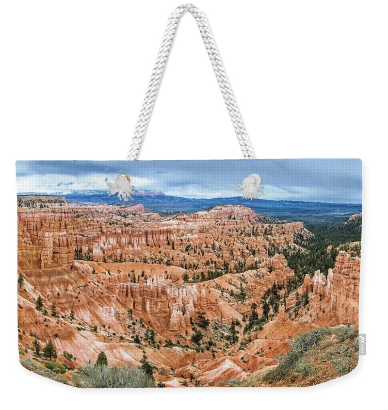 Bryce Amphitheater Weekender Tote Bag featuring the digital art Bryce Amphitheater by Anita Hubbard