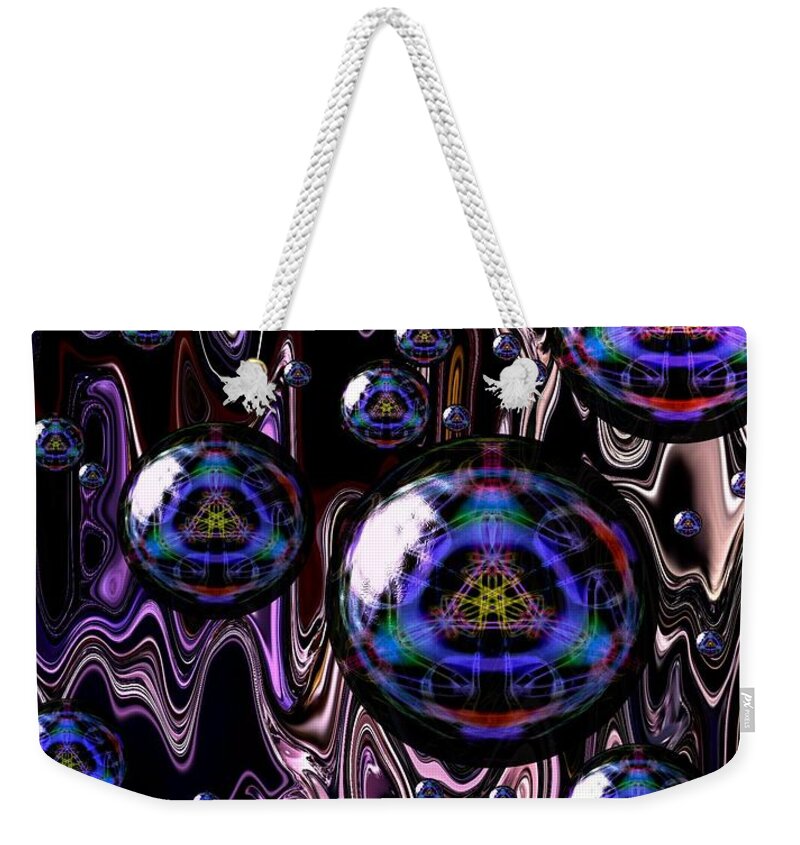 Digital Art Weekender Tote Bag featuring the digital art Bubble Abstract 1a by Belinda Cox