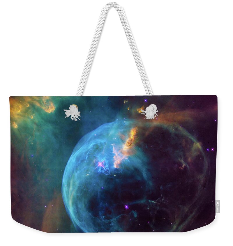 Cosmos Weekender Tote Bag featuring the photograph Bubble Nebula by Marco Oliveira