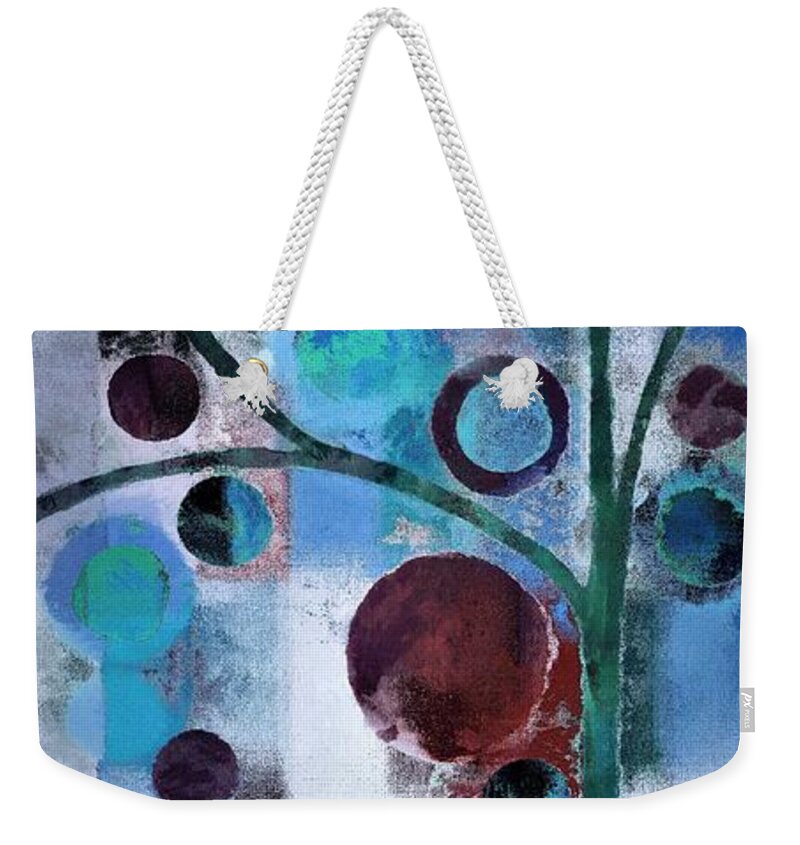 Blue Weekender Tote Bag featuring the painting Bubble Tree - 055058167-86a7b2 by Variance Collections