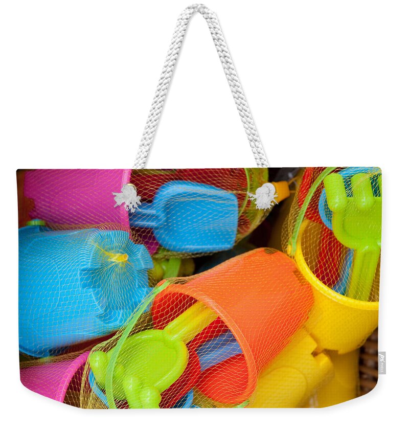 Buckets And Spades Weekender Tote Bag featuring the photograph Buckets and Spades by Helen Jackson