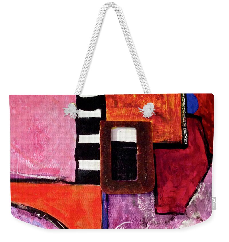 Abstract Weekender Tote Bag featuring the painting Buckle Up by Carole Johnson