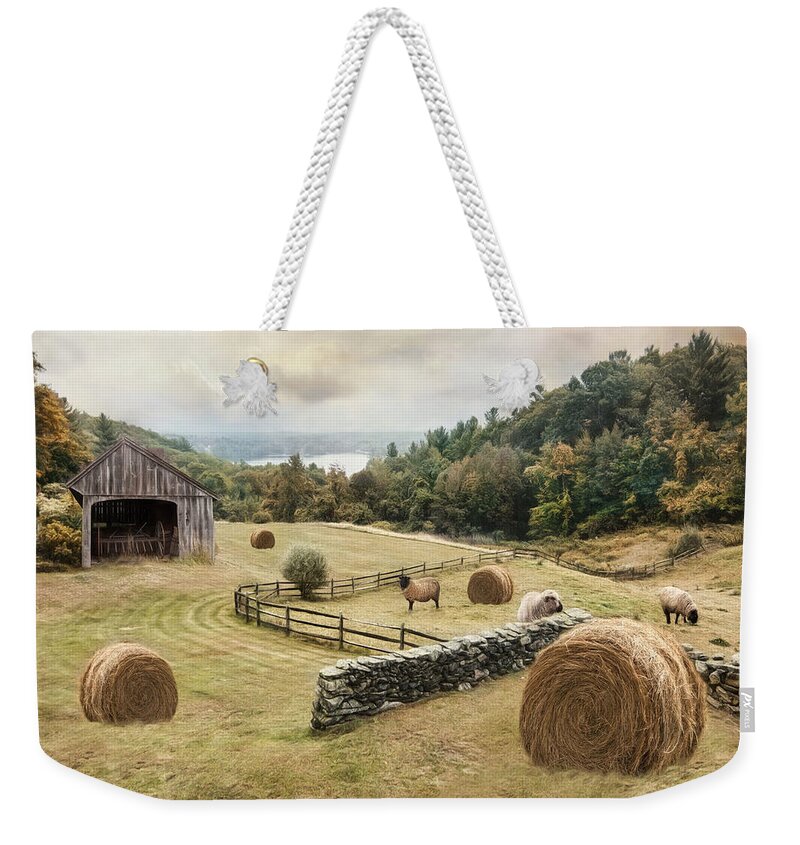 Sheep Weekender Tote Bag featuring the photograph Bucolic by Robin-Lee Vieira