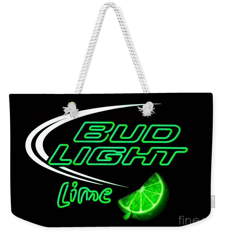  Weekender Tote Bag featuring the photograph Bud Light Lime Edited by Kelly Awad