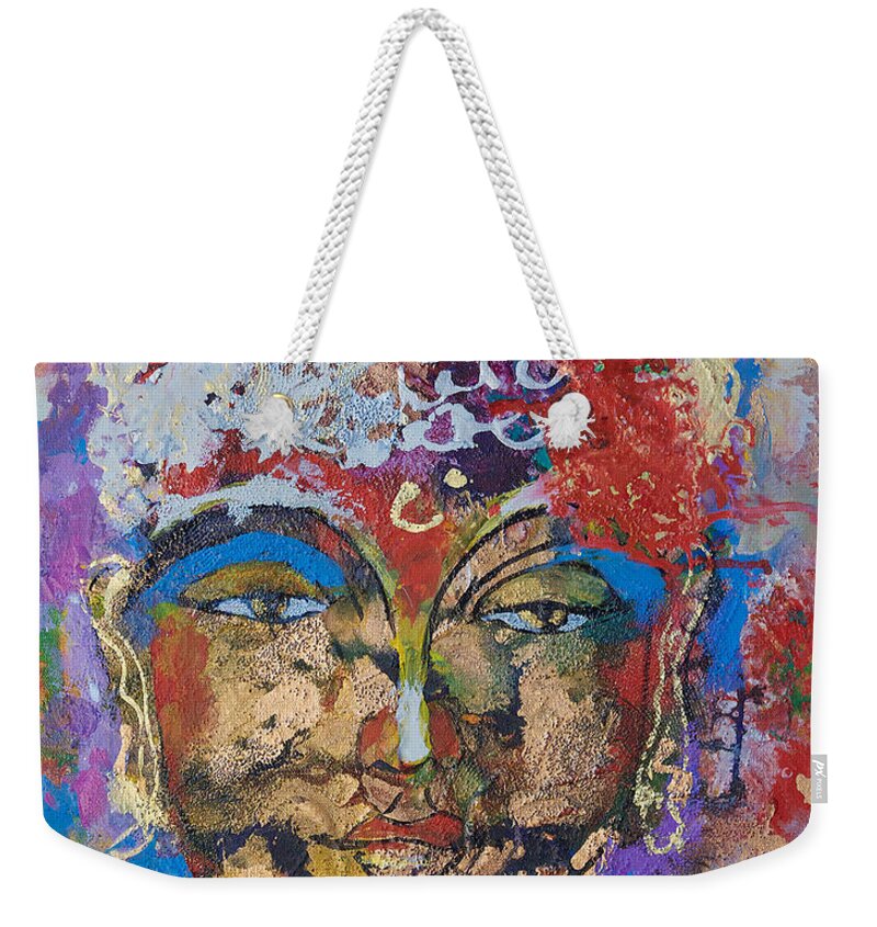  Weekender Tote Bag featuring the painting Buddha by Jyotika Shroff