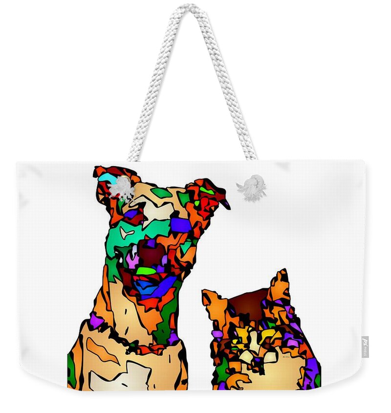 Dog Weekender Tote Bag featuring the digital art Buddies for Life. Pet Series by Rafael Salazar