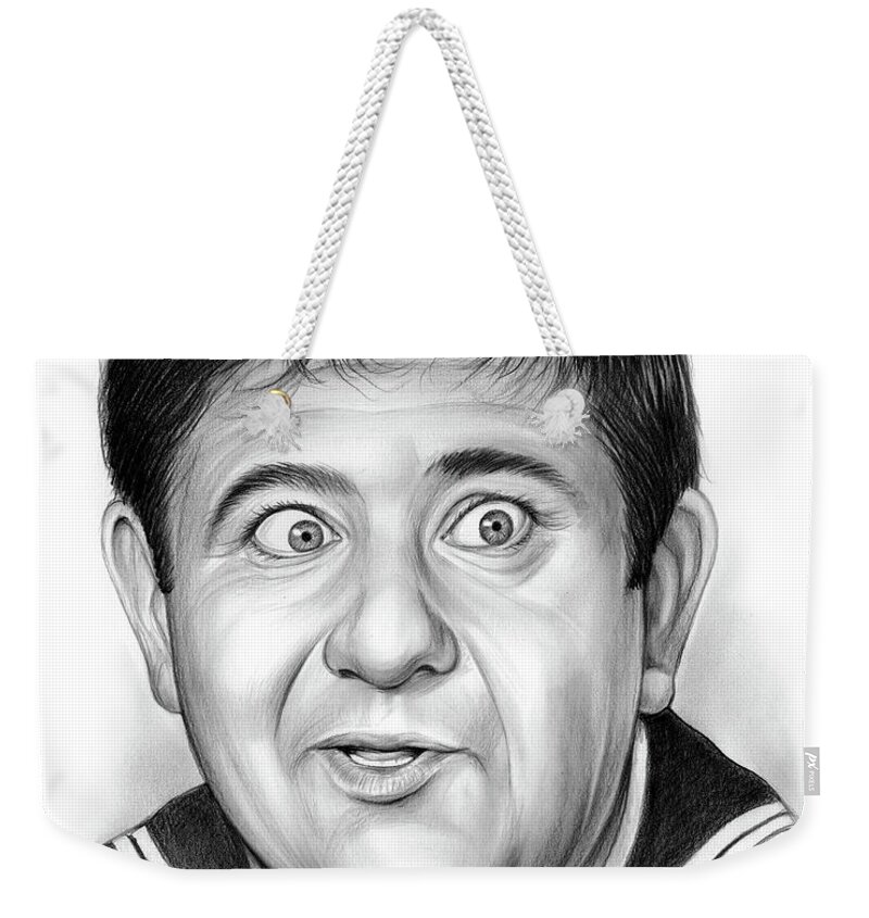 Buddy Hackett Weekender Tote Bag featuring the drawing Buddy Hackett by Greg Joens