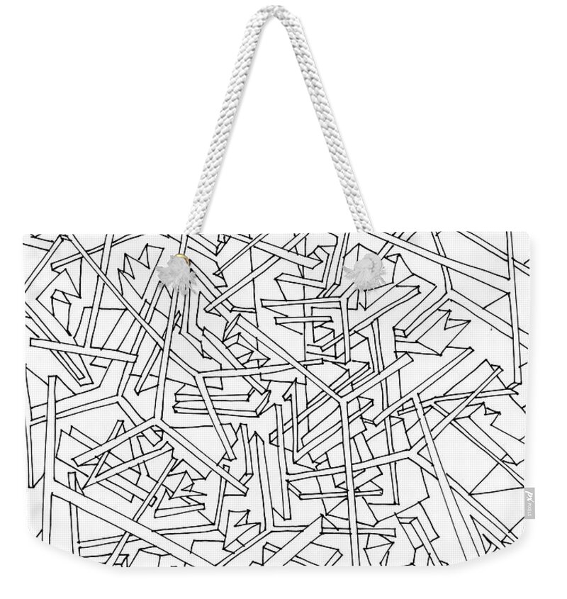Abstract Pen And Ink Drawing Weekender Tote Bag featuring the drawing Building Blocks by Nancy Kane Chapman