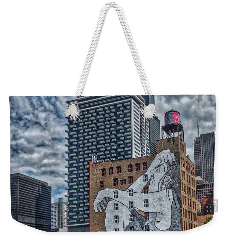 Chicago Weekender Tote Bag featuring the photograph Building mural by Izet Kapetanovic