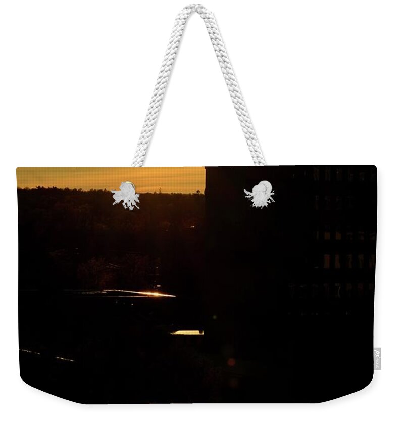 Abstract Weekender Tote Bag featuring the photograph Buildings At Sunset by Lyle Crump