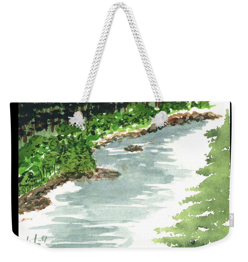 Trout Weekender Tote Bag featuring the painting Bullriver Run by Victor Vosen