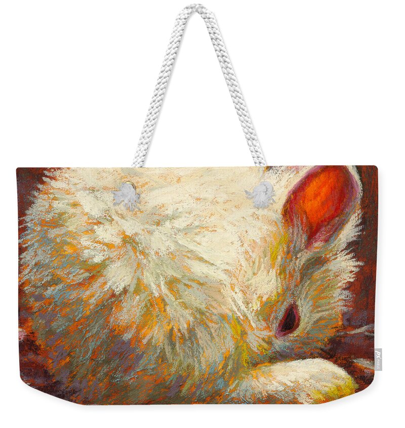 Rabbit Weekender Tote Bag featuring the pastel Bun by Rita Kirkman