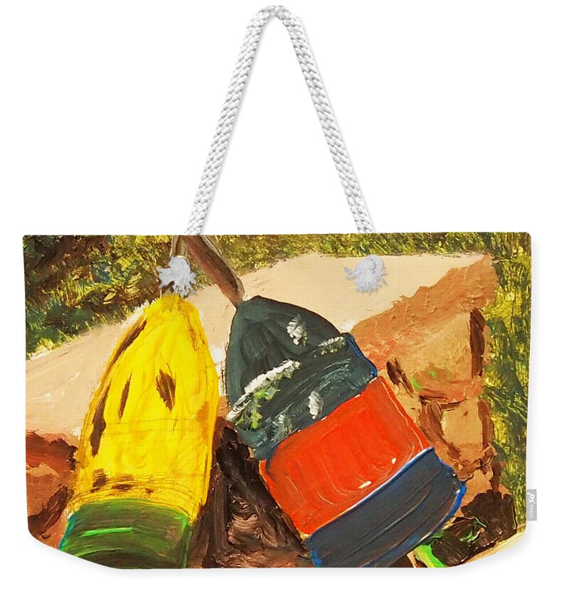 #upcycle Weekender Tote Bag featuring the painting Buoys by Francois Lamothe