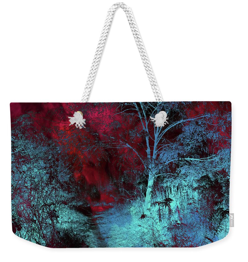 Jenny Rainbow Fine Art Photography Weekender Tote Bag featuring the photograph Burgundy Red MoonLight by Jenny Rainbow