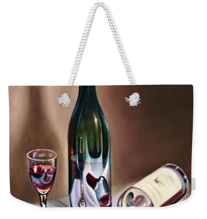 Wine Weekender Tote Bag featuring the painting Burgundy Still by Ricardo Chavez-Mendez