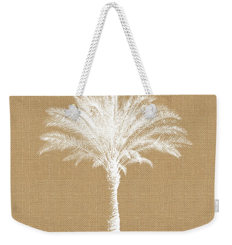 Palm Tree Weekender Tote Bag featuring the mixed media Burlap Palm Tree- Art by Linda Woods by Linda Woods