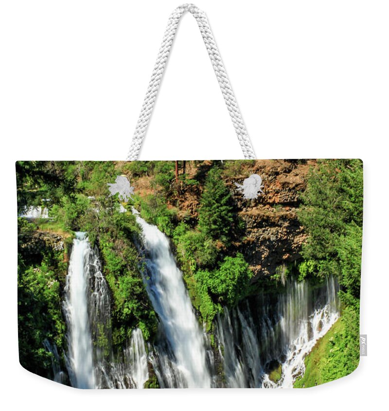 Landscape Weekender Tote Bag featuring the photograph Burney Falls by James Eddy