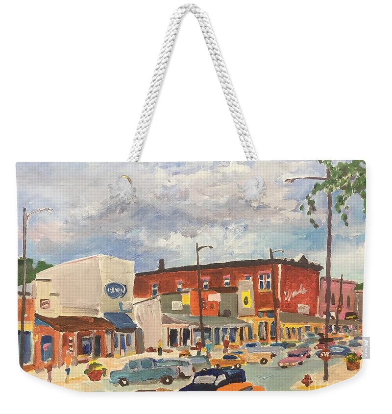 Desmet Weekender Tote Bag featuring the painting Busy Town by Rodger Ellingson