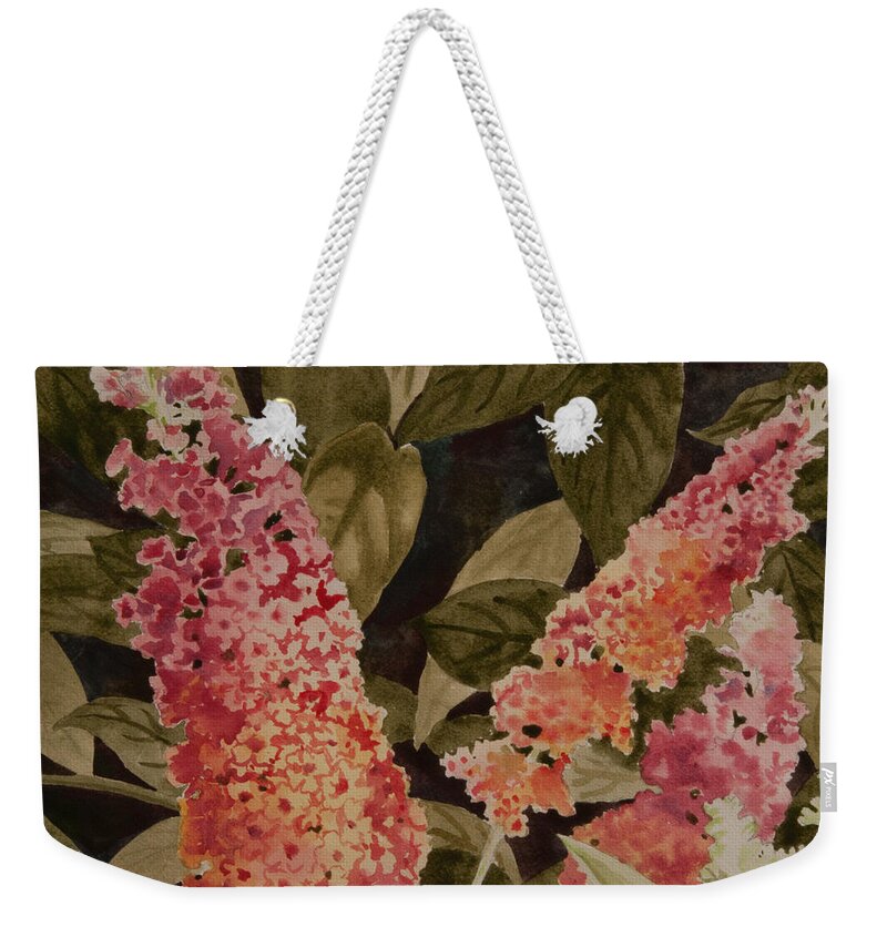 Floral Weekender Tote Bag featuring the painting ButterflBush by Heidi E Nelson