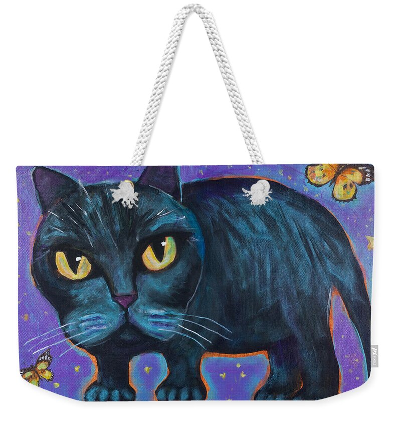  Weekender Tote Bag featuring the painting Butterflies are annoying by Maxim Komissarchik