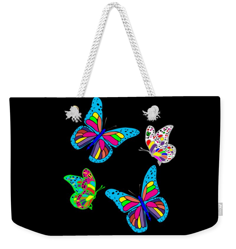Pink Weekender Tote Bag featuring the digital art Butterflies by Judy Hall-Folde