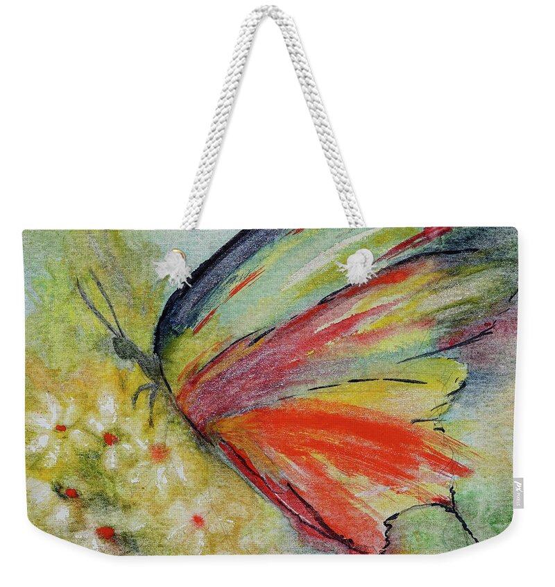 Butterfly Weekender Tote Bag featuring the painting Butterfly 3 by Karen Fleschler