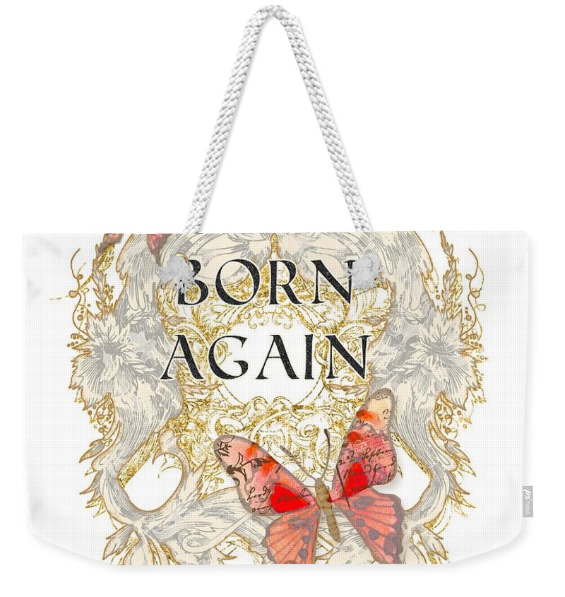 Watercolor Weekender Tote Bag featuring the painting Butterfly Butterflies Swirling Born Again Christian Symbol by Audrey Jeanne Roberts