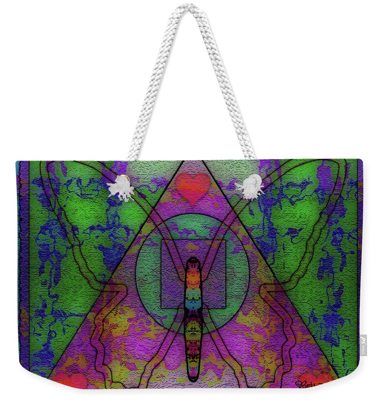 Butterfly Weekender Tote Bag featuring the digital art Butterfly Sacred Symbols #031 by Barbara Tristan