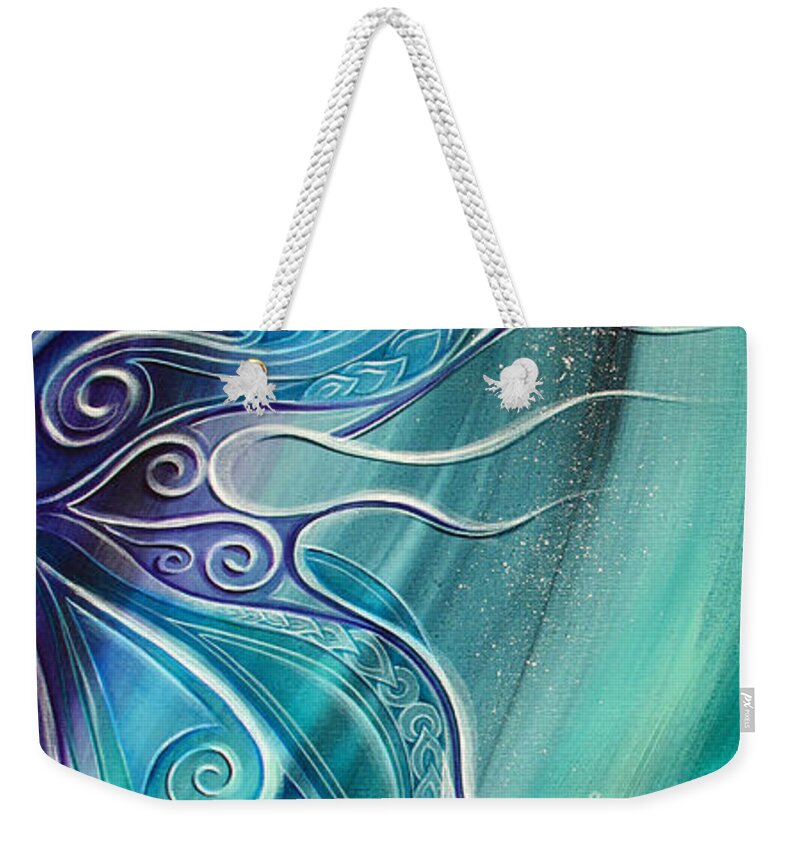 Butterfly Weekender Tote Bag featuring the painting Butterfly Wing with Lotus by Reina Cottier