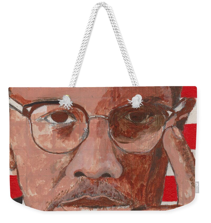 Malcolm X Weekender Tote Bag featuring the painting By any means... by David Jackson