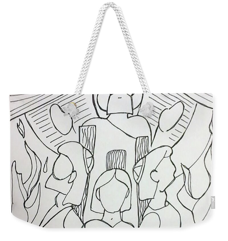 Art Weekender Tote Bag featuring the drawing By Faith by Loretta Nash