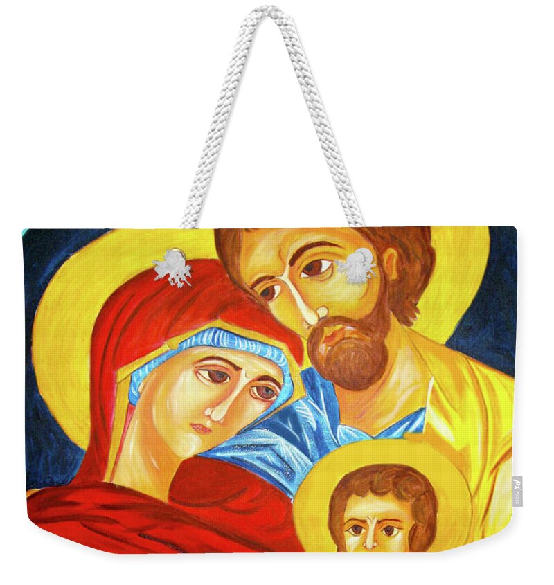 Byzantine Art Weekender Tote Bag featuring the photograph Byzantine Art Holy Family by Munir Alawi