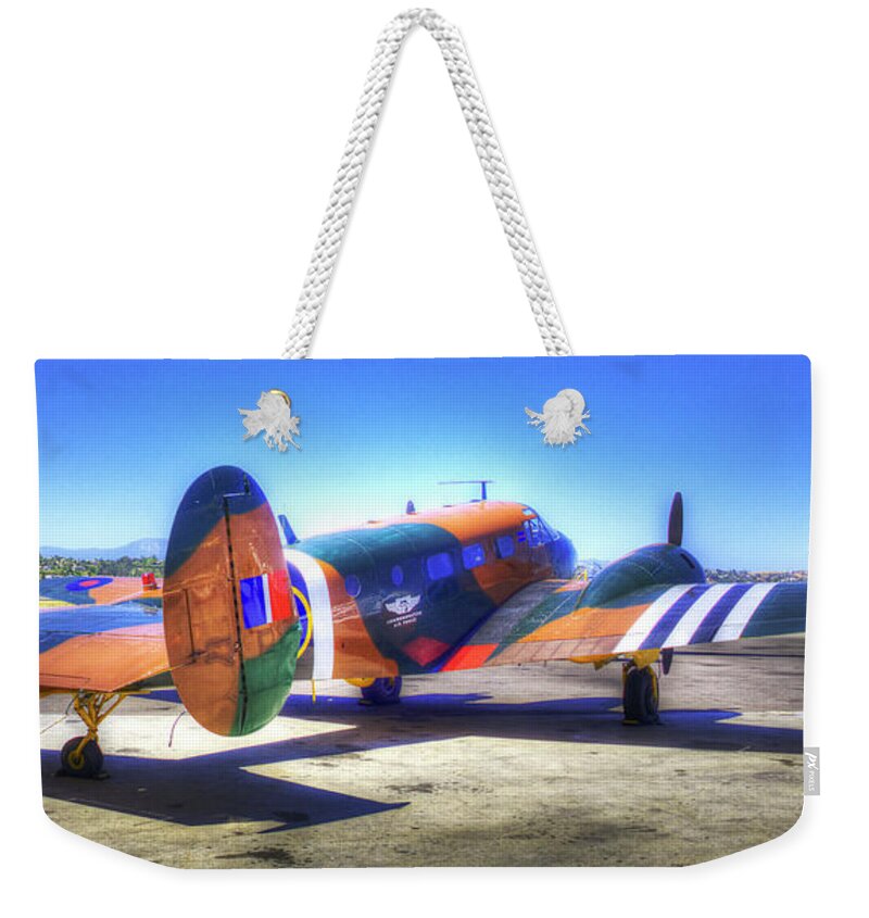 Wwii Airplane Weekender Tote Bag featuring the photograph C45 Expeditor by Joe Palermo