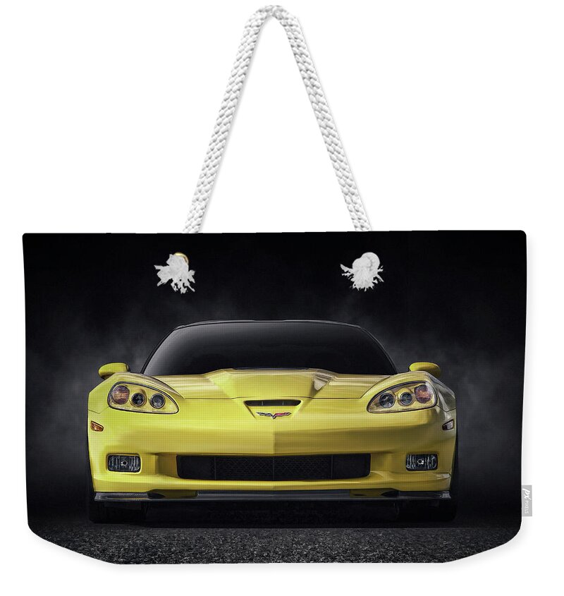 Corvette Weekender Tote Bag featuring the digital art C6 Zr1 by Douglas Pittman