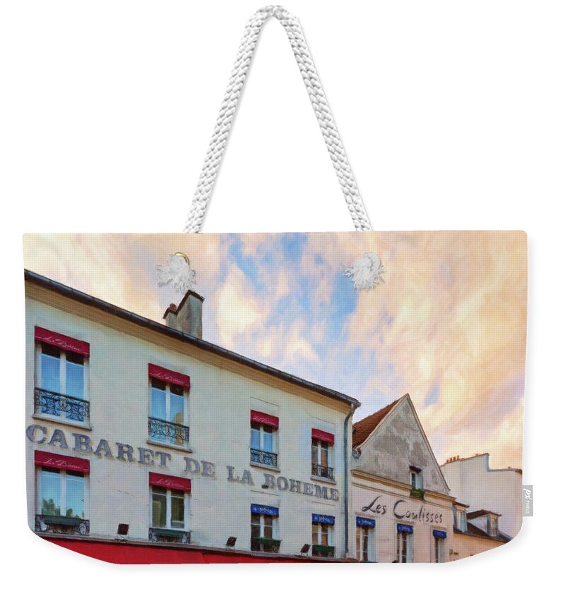 Paris Weekender Tote Bag featuring the photograph Cabaret - Montmartre, Paris by Melanie Alexandra Price