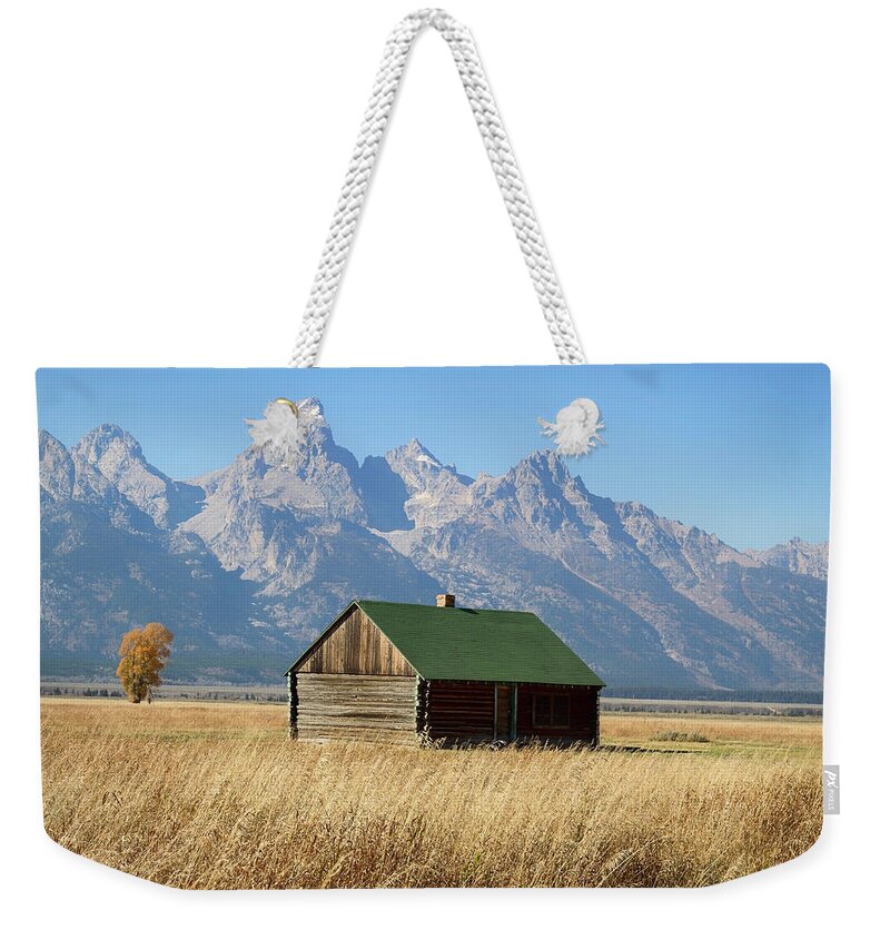 Tetons Weekender Tote Bag featuring the photograph Cabin with a View by Shirley Mitchell